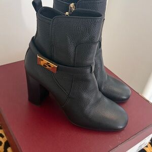 Bally Black Leather Boots with Gold Accents.Women’s Boots.Designer Shoe Size 6.5
